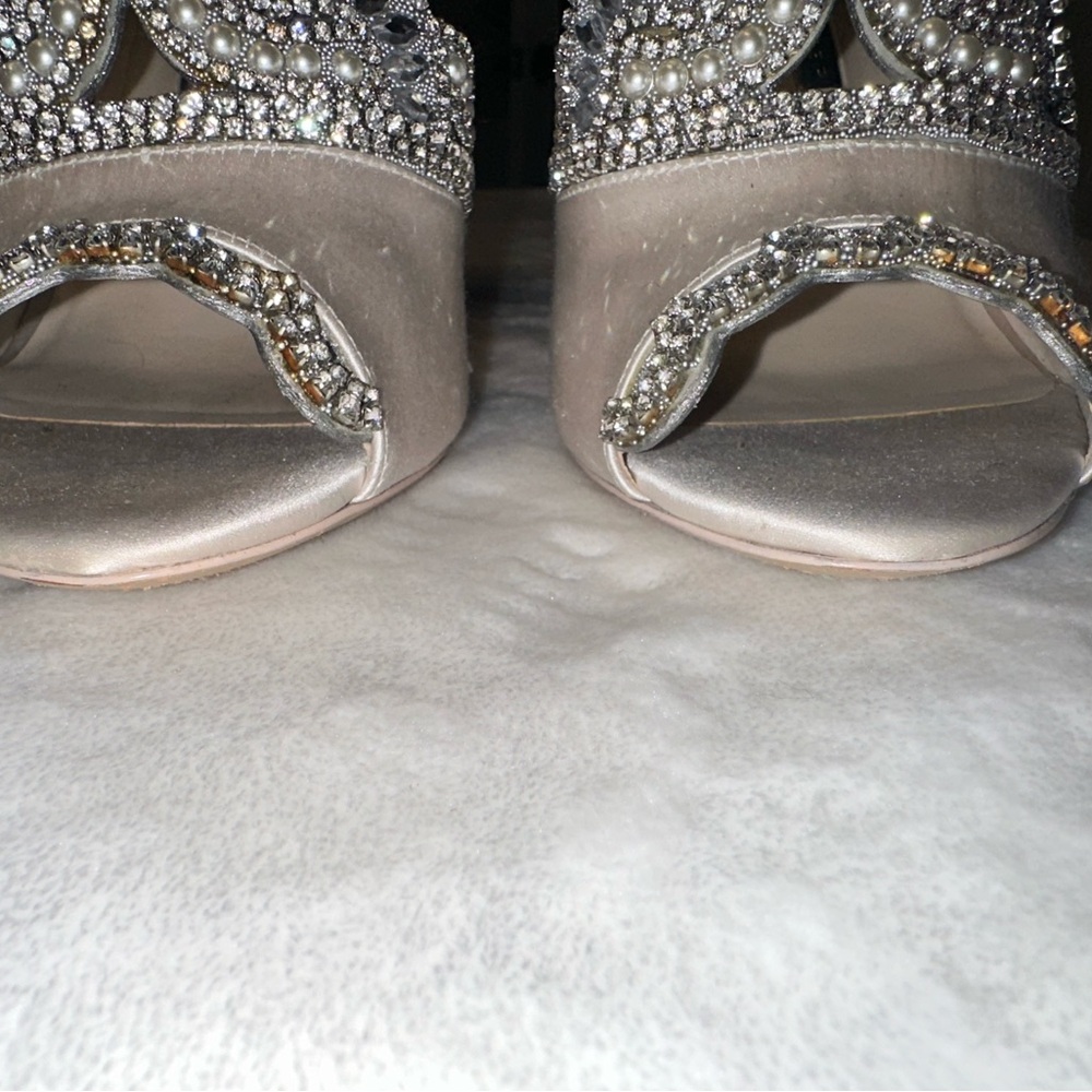 Sophia Webster White - Silver SZ 11 / 41 Royalty Sandles Crystal Heels - Picture 13 of 16